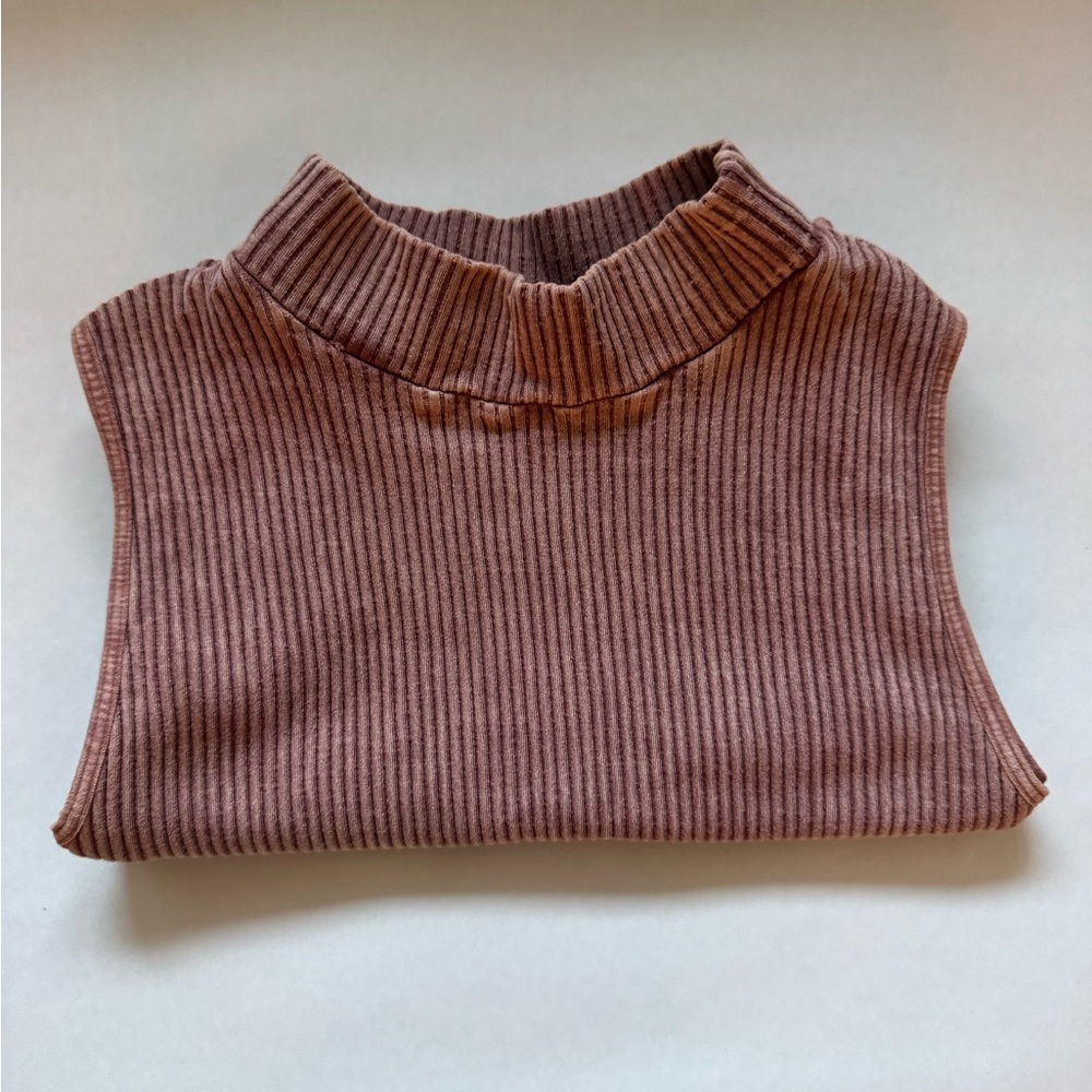 Free People Ribbed Turtleneck Sweater Blush Pink